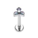 Natural Titanium 16G (1.2MM) Internally Threaded Trinity Piercing Stud
