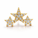 18K Yellow Gold Triple Star Moissanite Threaded End – 16G (Sold Per Piece)