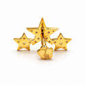 18K Yellow Gold Triple Star Moissanite Threaded End – 16G (Sold Per Piece)