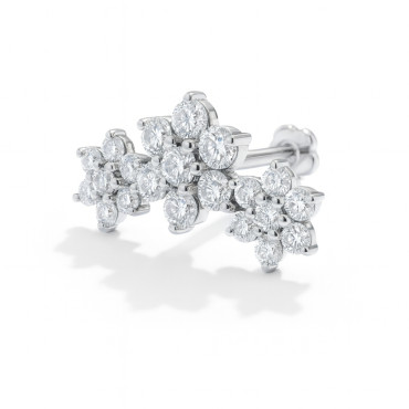 18K White Gold Moissanite Cluster Stud – Internally Threaded (Sold Per Piece)
