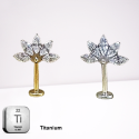 Vertical Helix Titanium Jewelry – 5 CZ Lotus Design