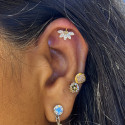 Vertical Helix Titanium Jewelry – 5 CZ Lotus Design