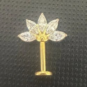 Vertical Helix Titanium Jewelry – 5 CZ Lotus Design
