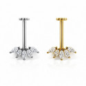 18K Gold Marquise Fan Vertical Helix (Bugadi) Stud