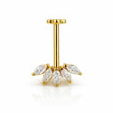 18K Gold Marquise Fan Vertical Helix (Bugadi) Stud