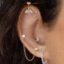 Vertical Helix Titanium Jewelry – 3 CZ Marquise Cluster