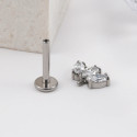 Vertical Helix Titanium Jewelry – 3 CZ Marquise Cluster