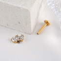 Vertical Helix Titanium Jewelry – 3 CZ Marquise Cluster