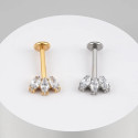 Vertical Helix Titanium Jewelry – 3 CZ Marquise Cluster