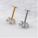 Vertical Helix Titanium Jewelry – 3 CZ Marquise Cluster