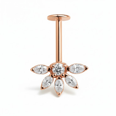 18K Rose Gold Lab Diamond Vertical Helix (Bugadi) Stud – Internally Threaded (Sold Per Piece)