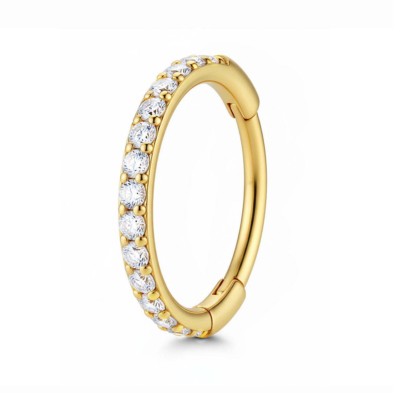 18K Yellow Gold Natural Diamond Hinged Hoop
