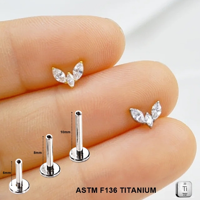 Titanium Internally Threaded Flat Back Wing Stud