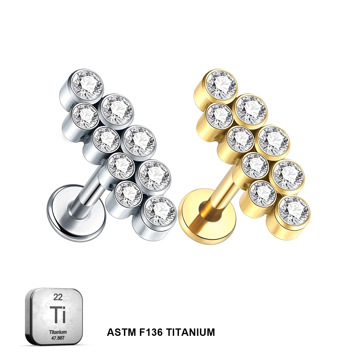 Titanium Internally Threaded Flat Back Curved Stud