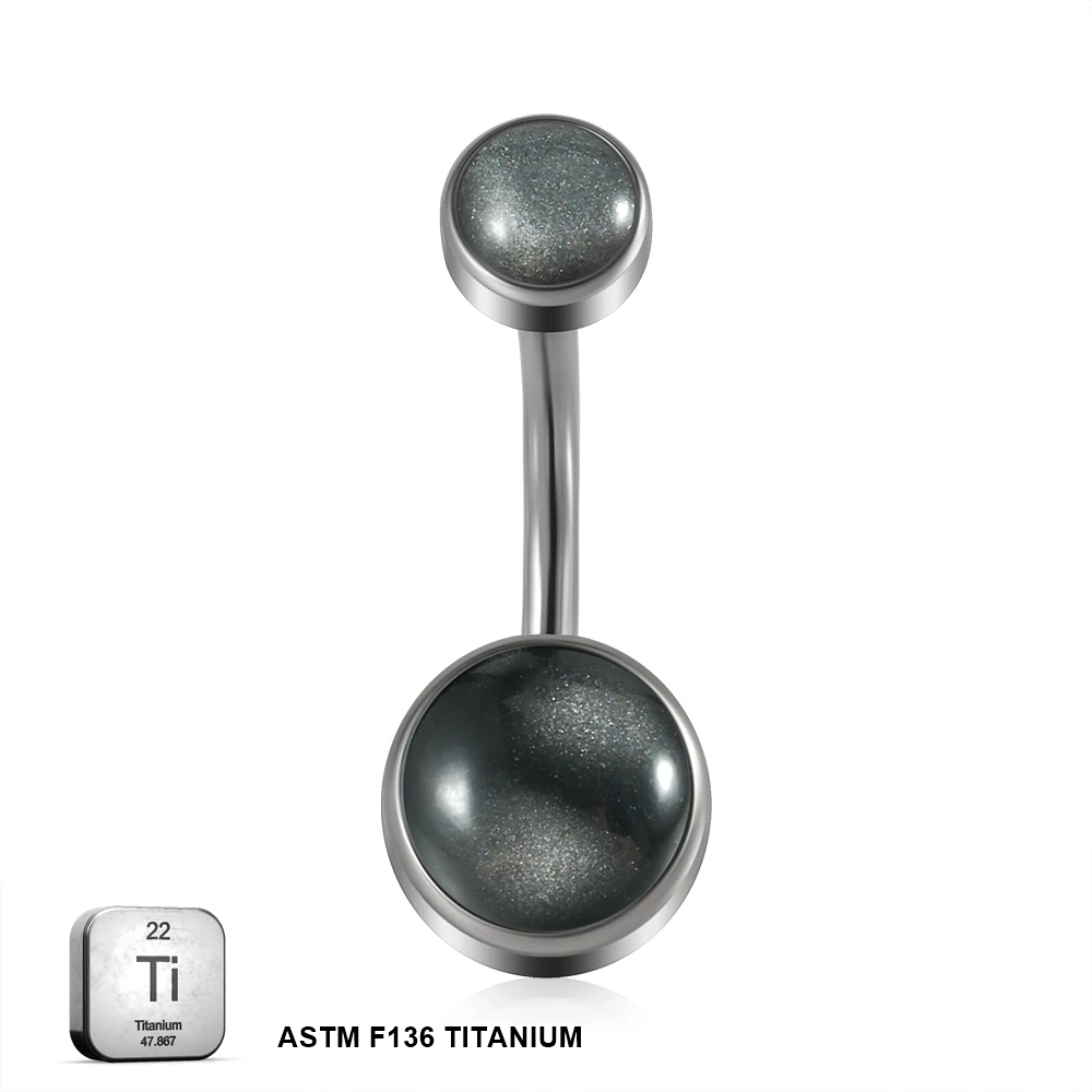 Titanium 14G (1.6MM) Internally Threaded Opal Stone Belly Button Piercing 10MM