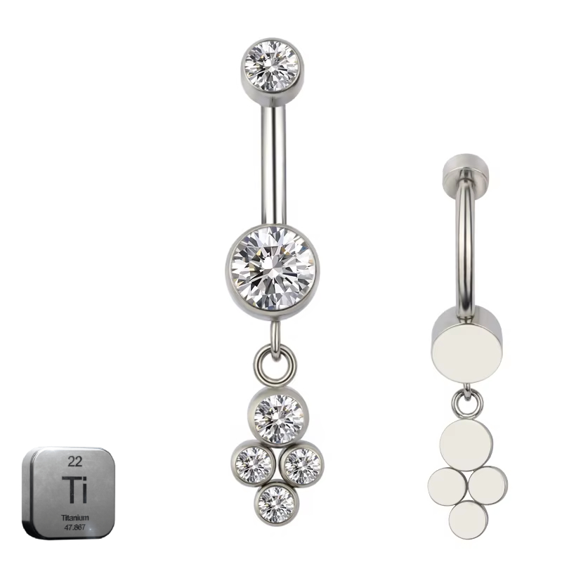 Titanium 14G (1.6MM) Externally Threaded Dangling Cat Paw Belly Button Piercing 10MM	