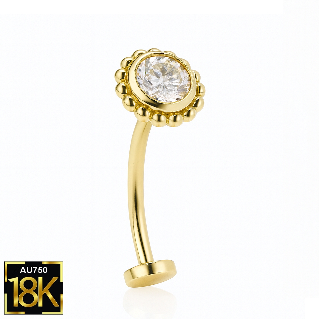 18K Gold Moissanite Floating Belly Piercing