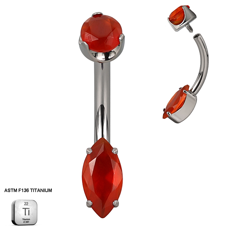 Red Crystal Marquise Belly Piercing