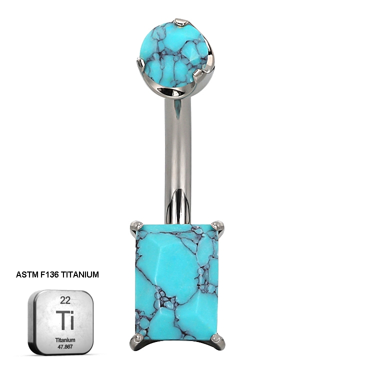 Elegant Turquoise Belly Piercing