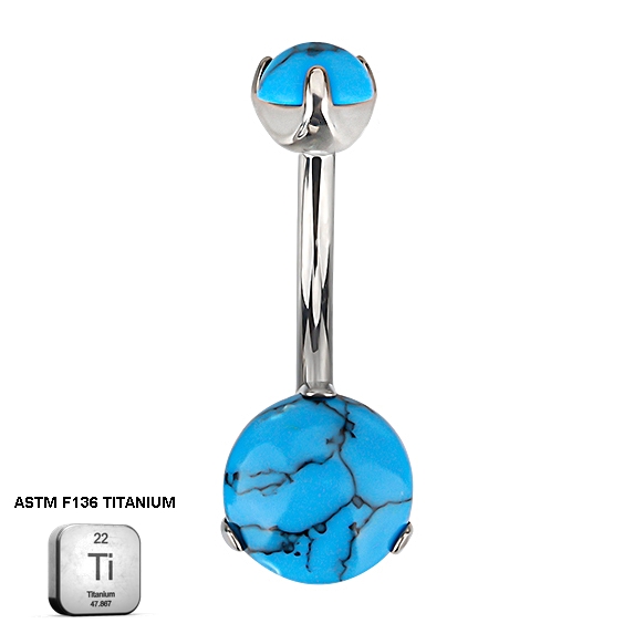 Classic Turquoise Belly Piercing – ASTM F136 Titanium