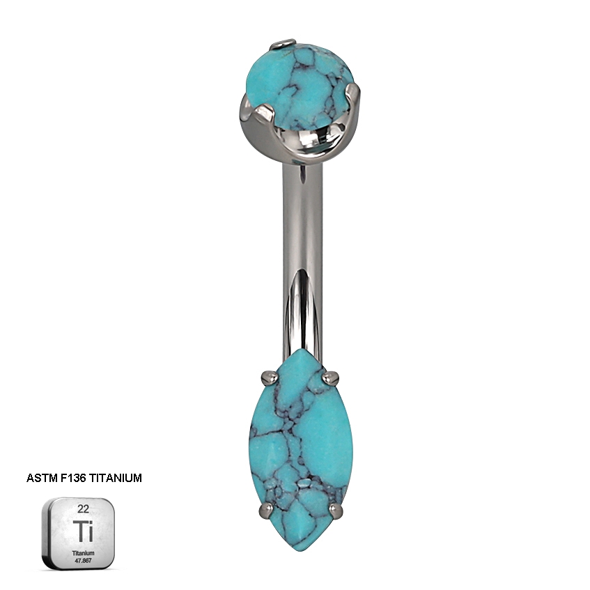 Turquoise Marquise Belly Piercing