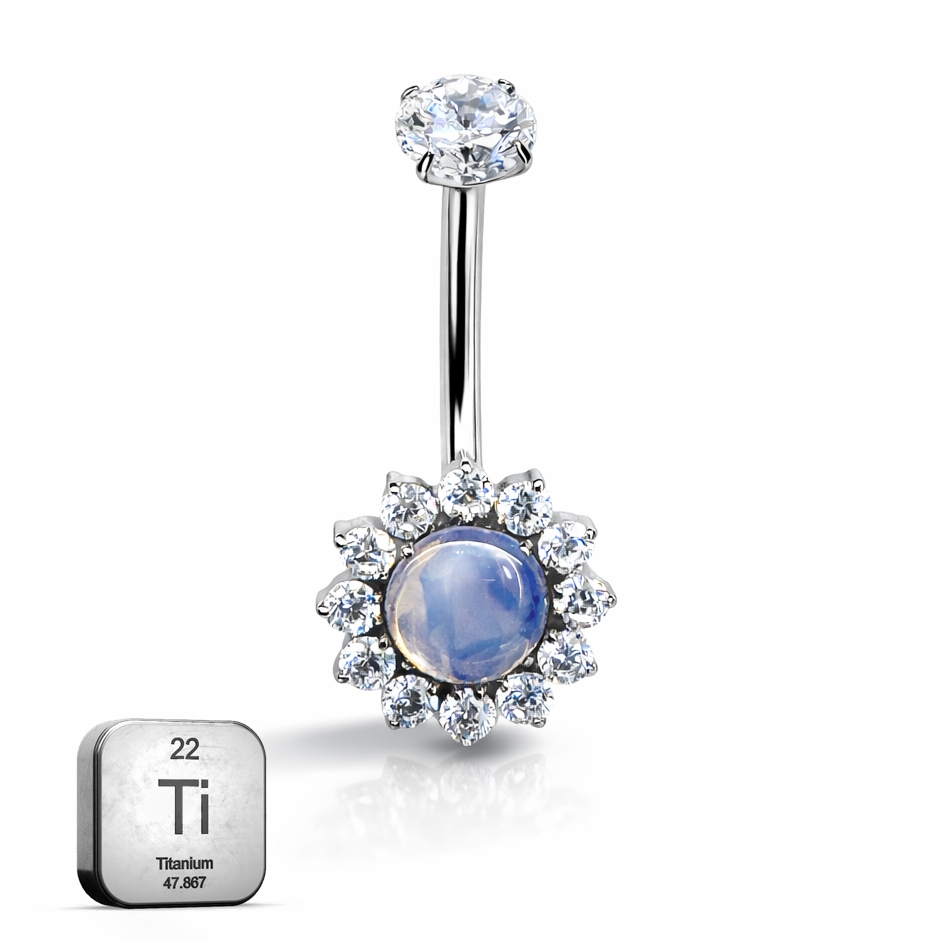 Titanium Belly Ring with Moonstone