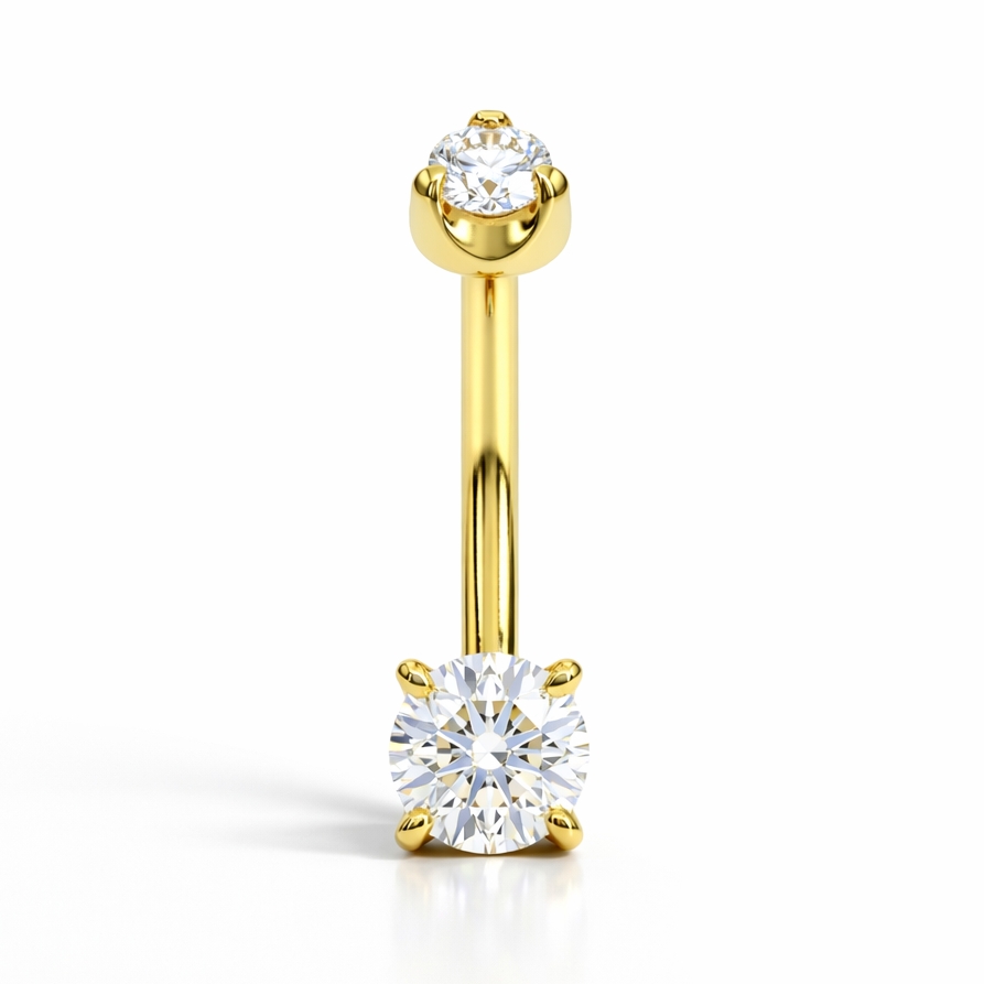 18k Gold Classic Moissanite Belly Barbell