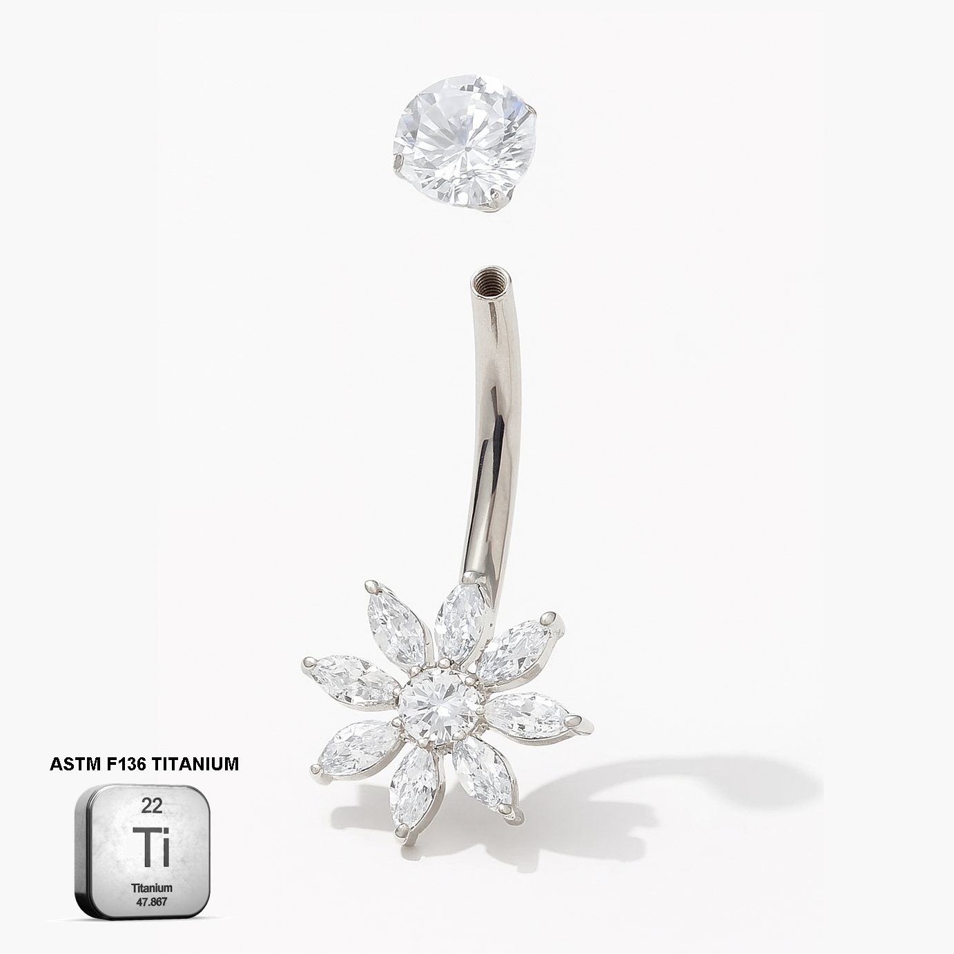 Daisy Blossom CZ Belly Piercing