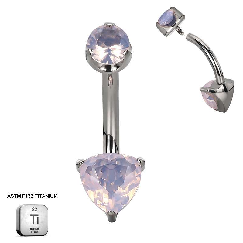 Rose Quartz Trillion Belly Piercing
