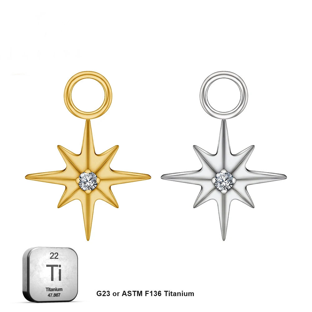 Charm_02 ASTM F136 Titanium Beautifull Piercing Dangling Star Charms