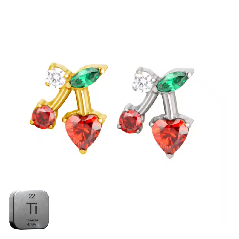 Natural Titanium 16G (1.2MM) Internally Threaded Cherry Piercing Stud