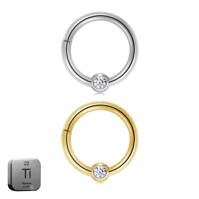 Titanium Crystal Ball Daith & Septum Piercing Hoop 16G 8MM