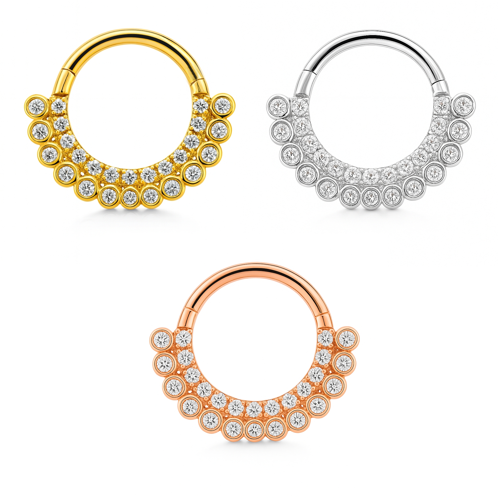 18K Gold Diamond-Set Hinged Ring with VVS Lab Diamonds