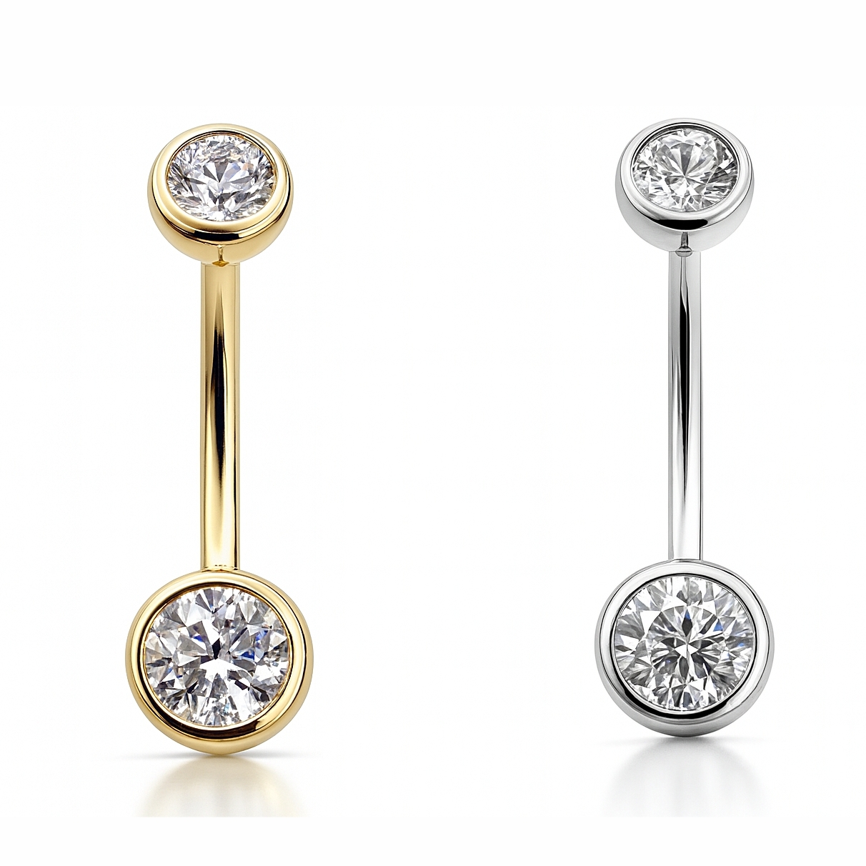14K Solid Gold Cubic Zirconia Belly Piercing Jewelry – Internal Threaded