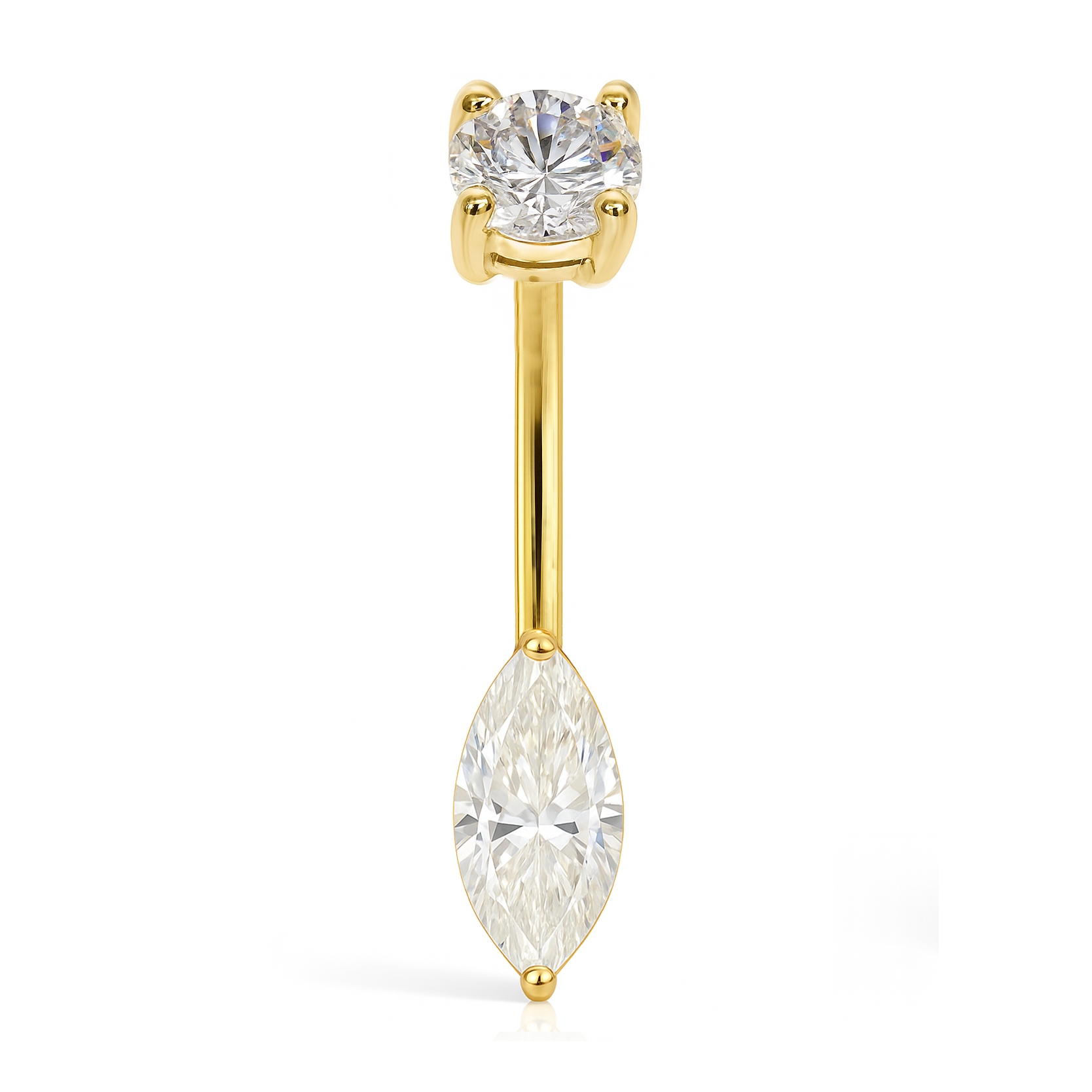 18K Gold Belly Curve with D Color Moissanite Stones