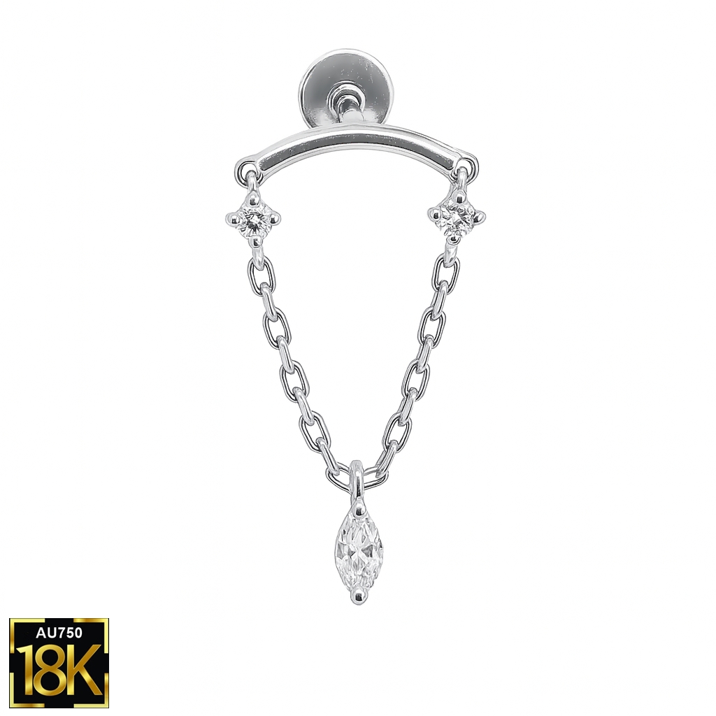18K White Gold Hidden Helix Piercing with Certified Lab-Grown Diamonds