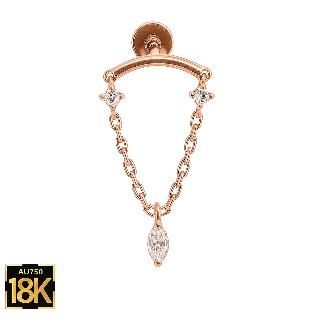 18K Rose Gold Hidden Helix Piercing with Certified Lab-Grown Diamonds