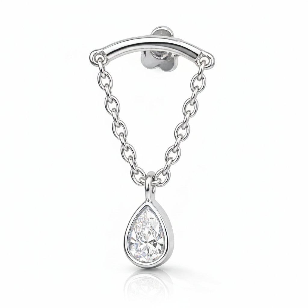18K White Gold Hidden Helix Pear-Shaped Lab Diamond