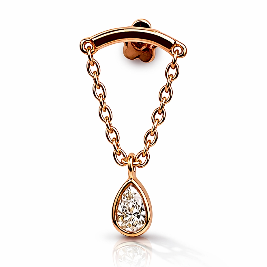18K Rose Gold Hidden Helix Pear-Shaped Lab Diamond