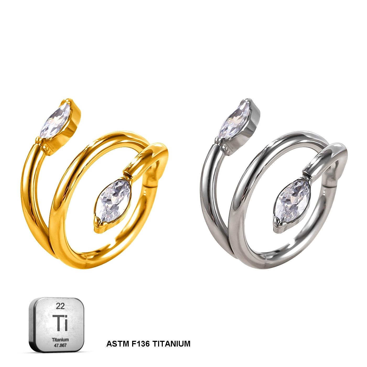 Marquise Gem Double Hoop