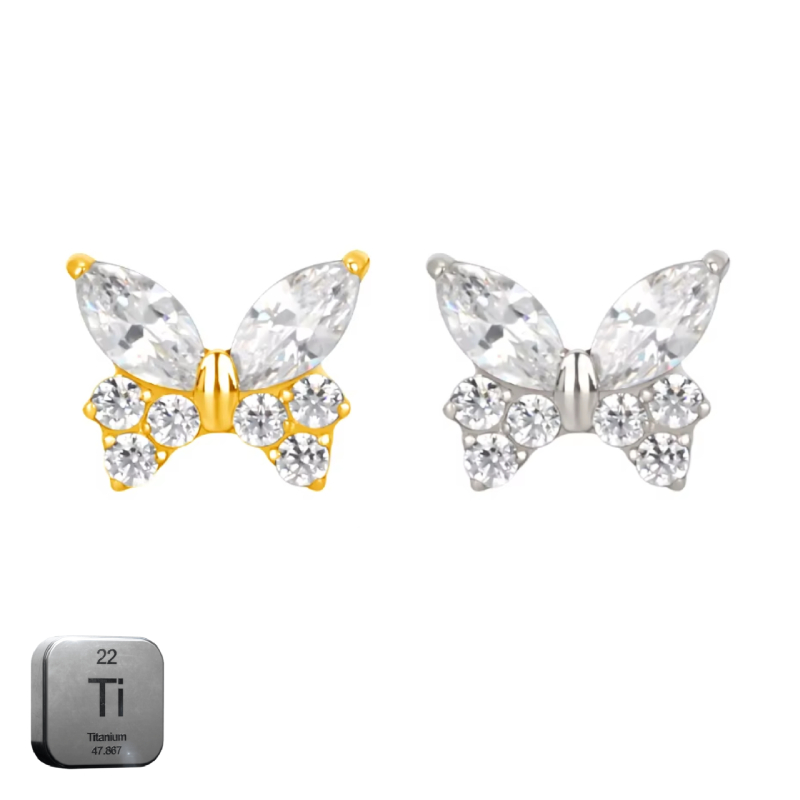 Titanium 16G (1.2MM) Internally Threaded Butterfly Labret Stud