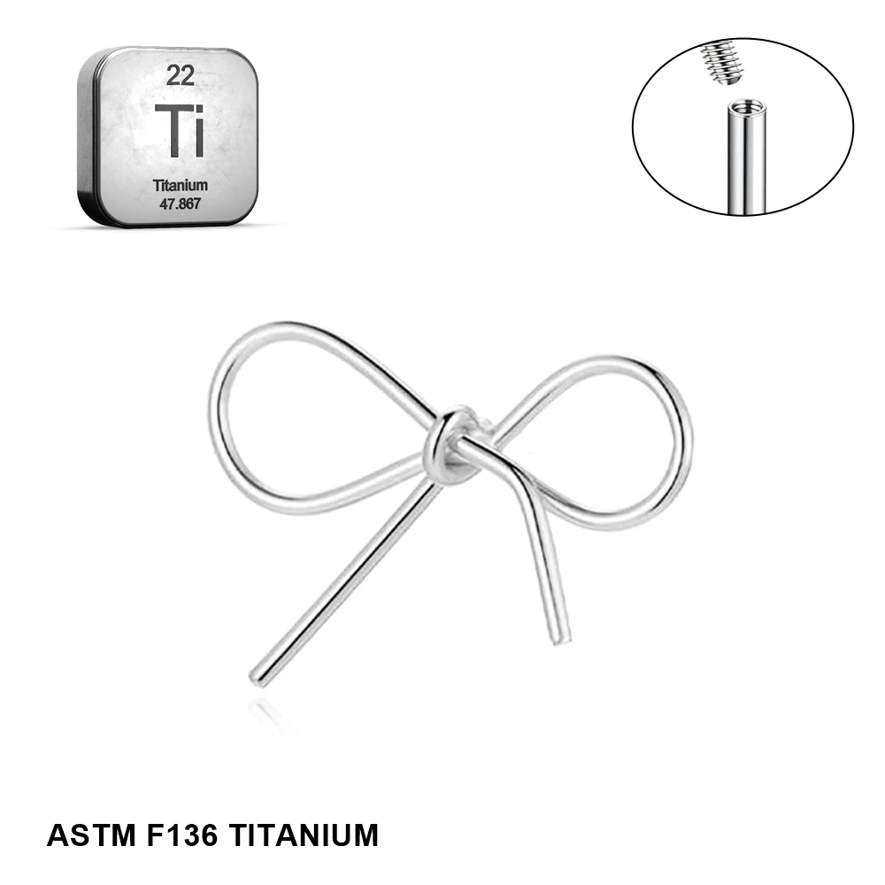 Titanium Internally Threaded Bow Shape Stud