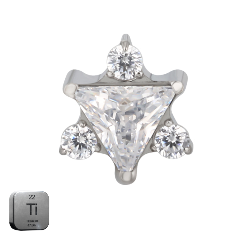 Natural Titanium 16G (1.2MM) Internally Threaded Triangular Labret Stud