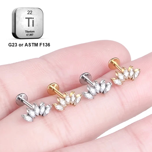 LAB_Curve_04 ASTM F136 Titanium 16G (1.2MM) Internally Threaded Labret Stud 5CZ