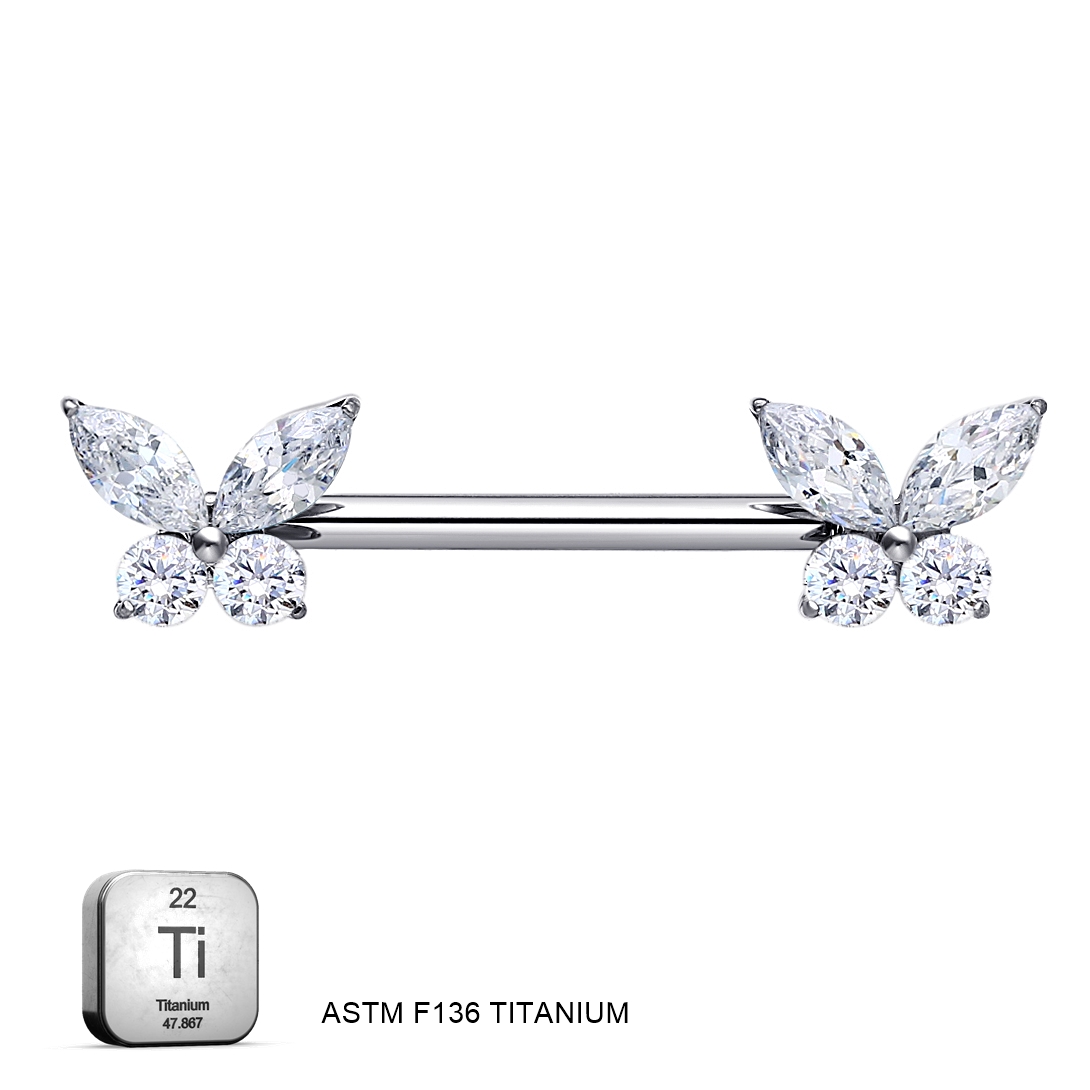 ASTM F136 Titanium Butterfly Nipple Piercing Jewelry 