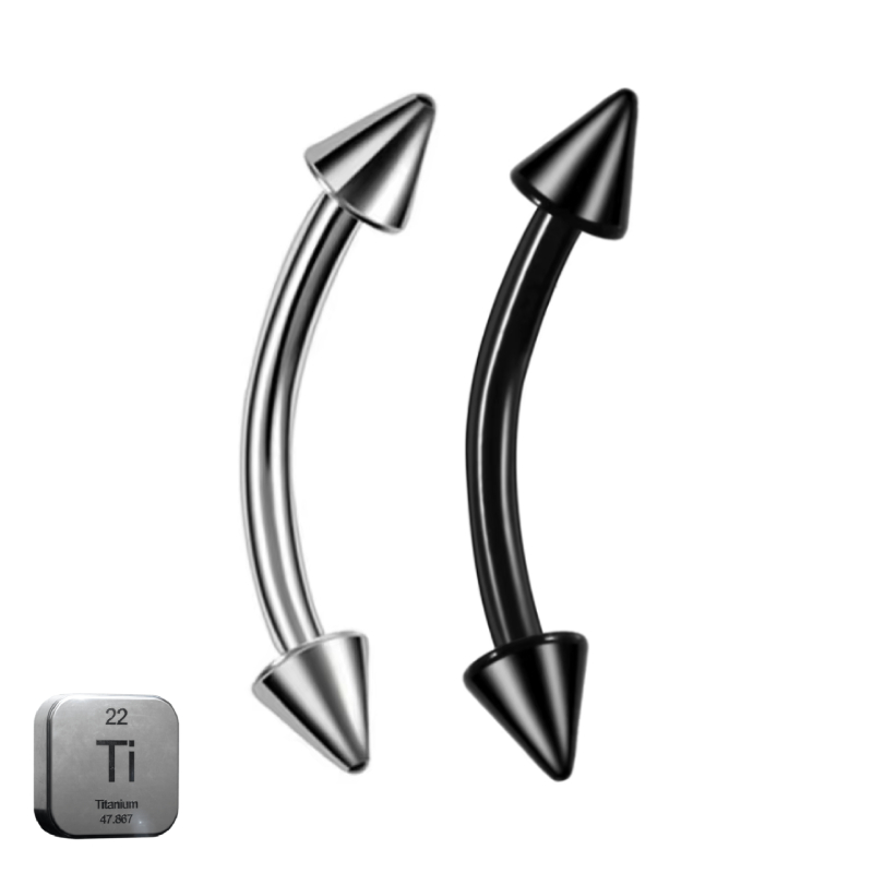 Natural Titanium 16G (1.2MM) Internally Threaded Spike Rook Eyebrow Piercing