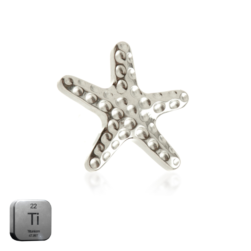 Natural Titanium 16G (1.2MM) Internally Threaded Star Fish Piercing Stud