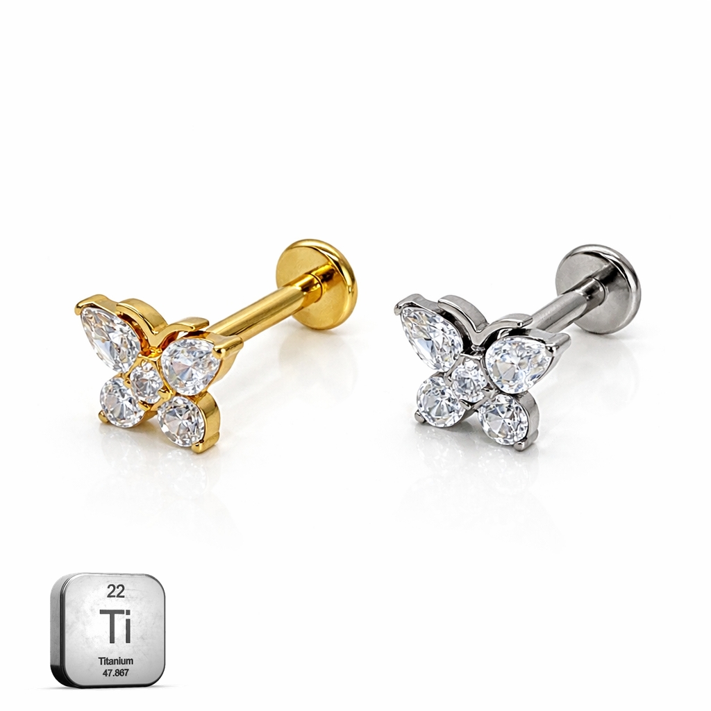 Titanium Butterfly Flat Back Stud