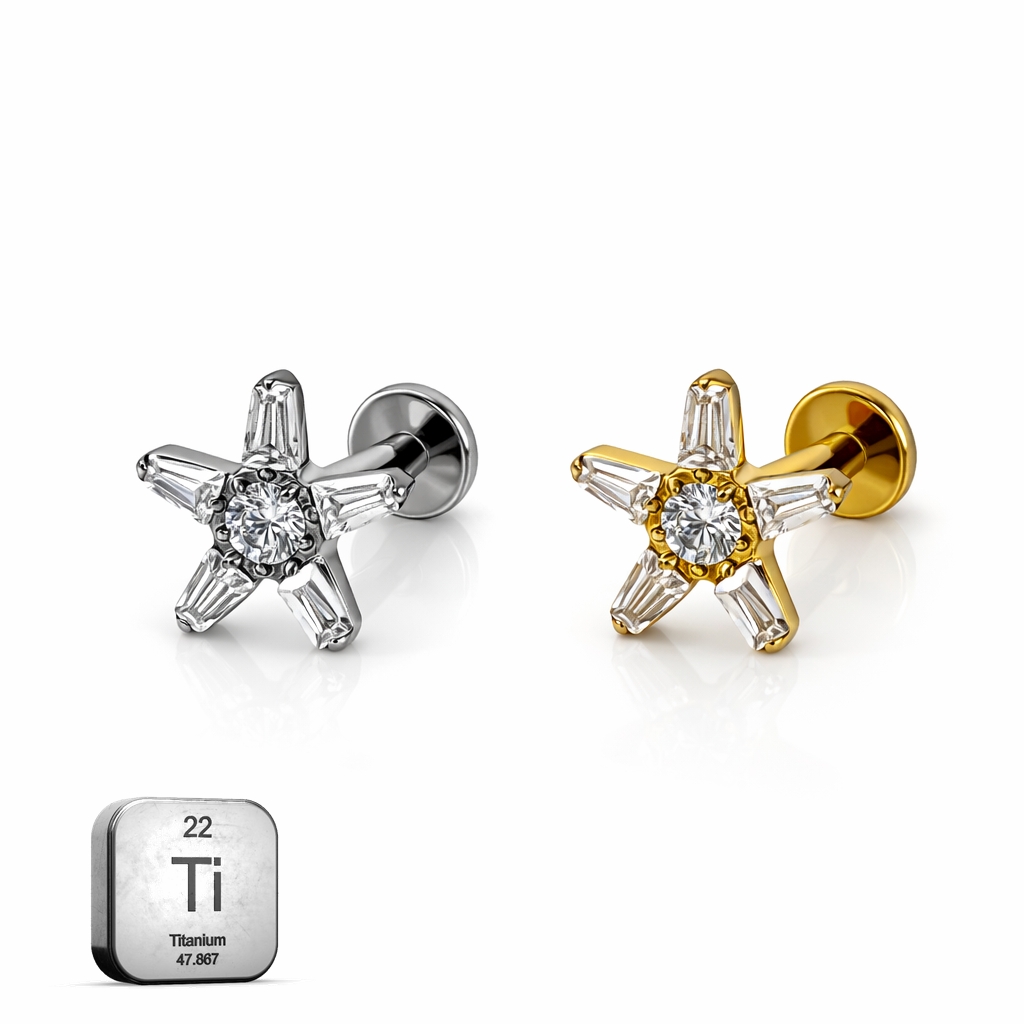 Titanium Starburst Flat Back Stud