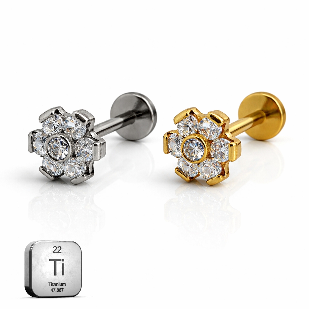 CZ Flower Threadless Push-Pin Stud